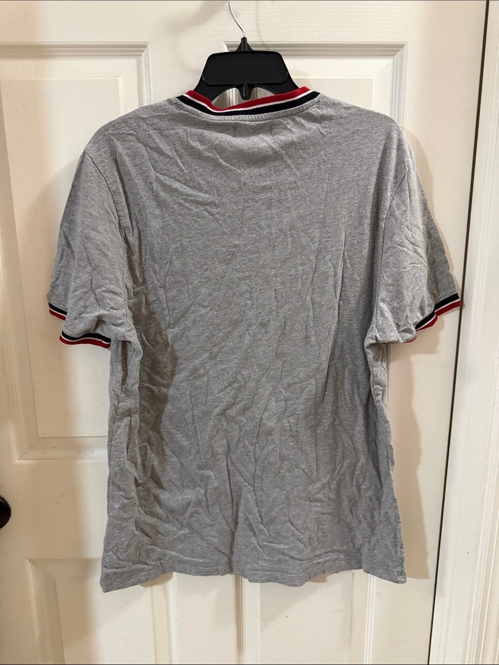 GUESS Men's Gray Polo Henley with Red and Black Trim - Picture 2 of 3